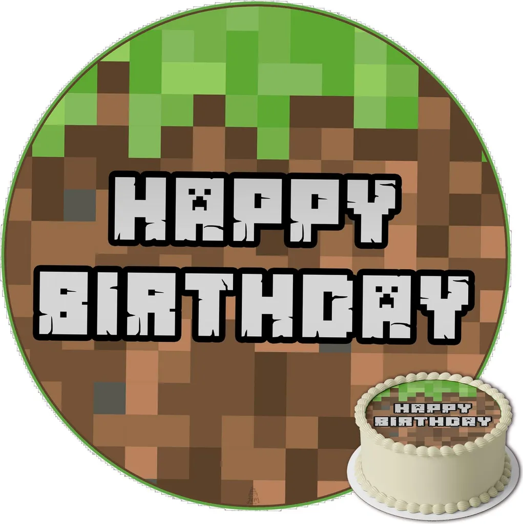 Gaufrette Minecraft ronde sans gluten et vegan - Décoration premium
