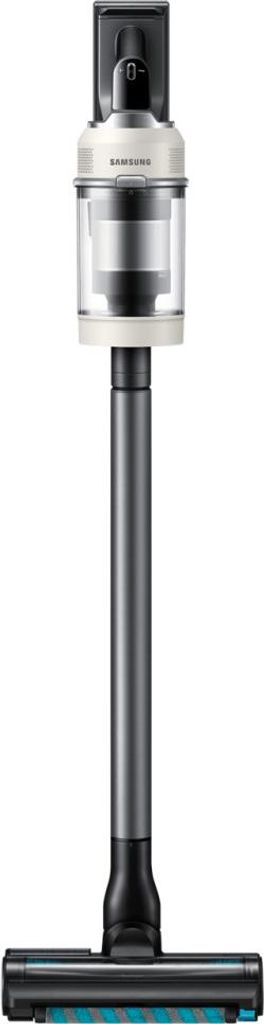 A studio shot of a Samsung stick vacuum cleaner against a white background.