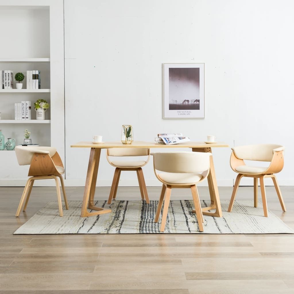 The Living Store Esszimmerstühle 4 Stk. Creme Bugholz und Kunstleder