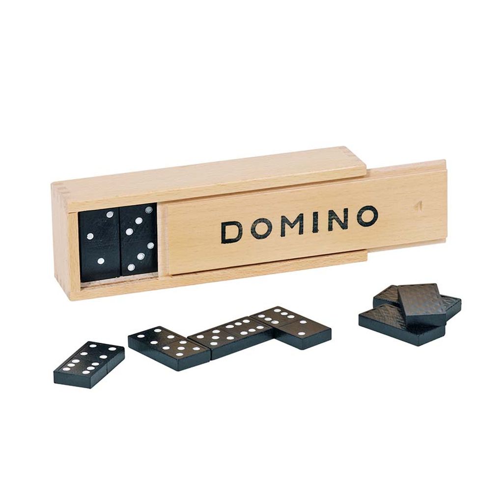 Goki 15335 Domino in scatola di legno, nero (1 pezzo) Immagine del prodotto 
