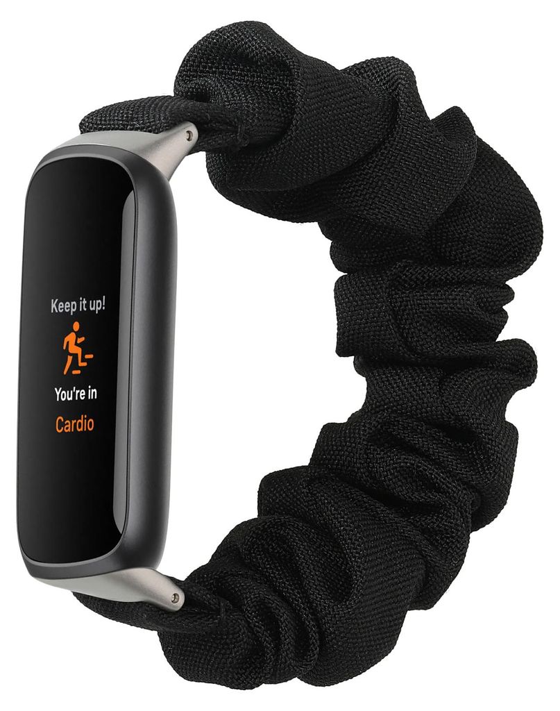 kwmobile Ersatz Armband kompatibel mit Fitbit Luxe - Smartwatch Scrunchie Haargummi Design Schwarz - Innenmaße
