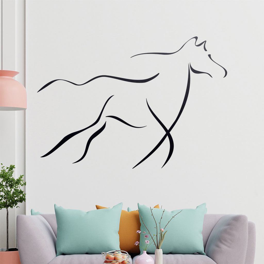 Pferd Linien Wandtattoo in 6 Größen - Wandaufkleber Wall Sticker - Dekoration, Küche, Wohnzimmer, Schlafzimmer, Badezimmer