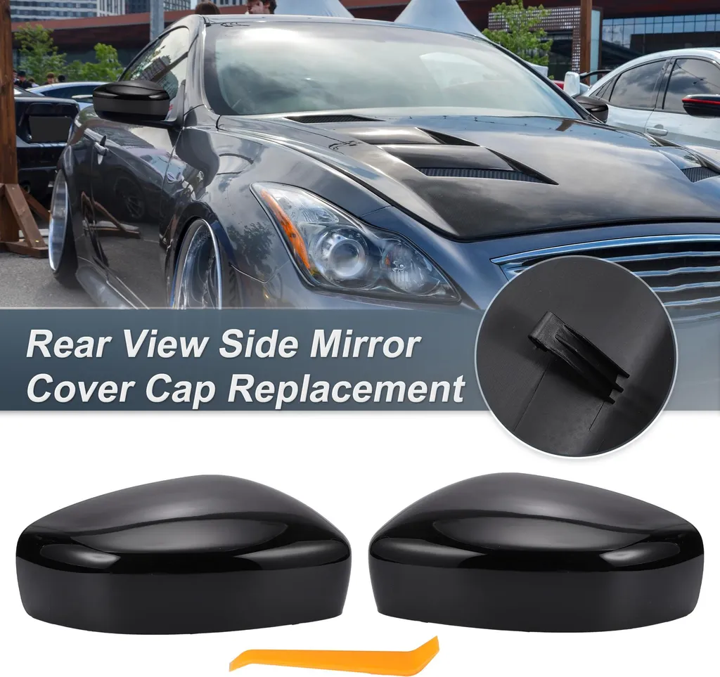 Coques de Rétroviseur Noir Brillant pour Infiniti G37 G25 Q60 2008-2013