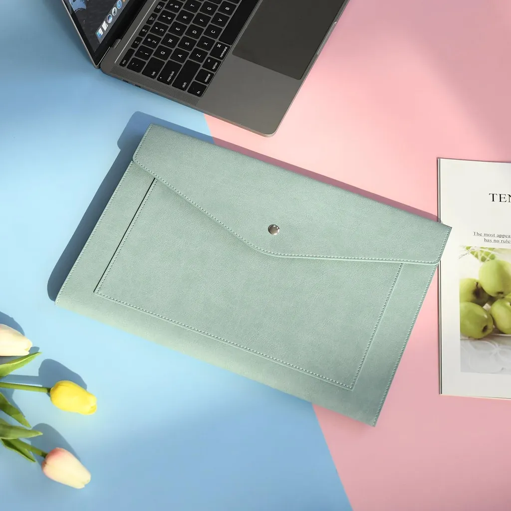 Porte-documents A4 en cuir avec soufflet extensible bleu clair Wason