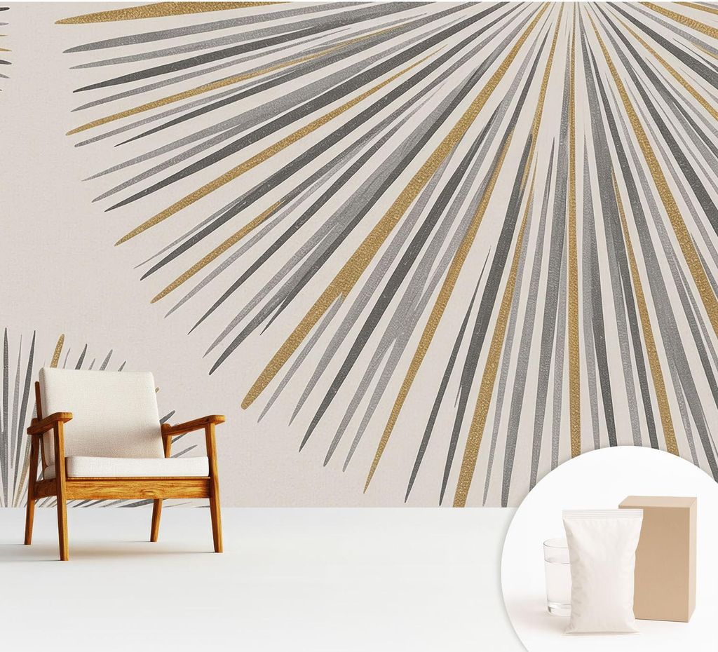 Fototapete - 312x219 cm - Tapete - Wandtapete - Wandbilder - Dekofolie - Tapete Folie - Wand - Dekoration - Wohnzimmer - Geometrische Fächer