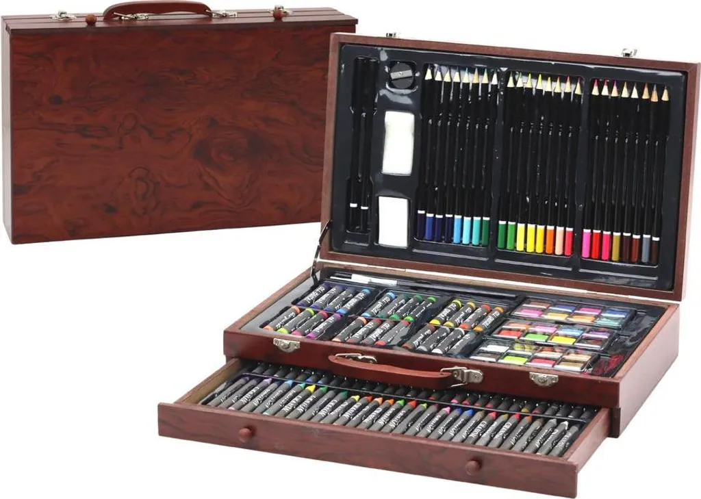 Set Artistico in Astuccio di Legno: Matite e Pastelli per Artisti