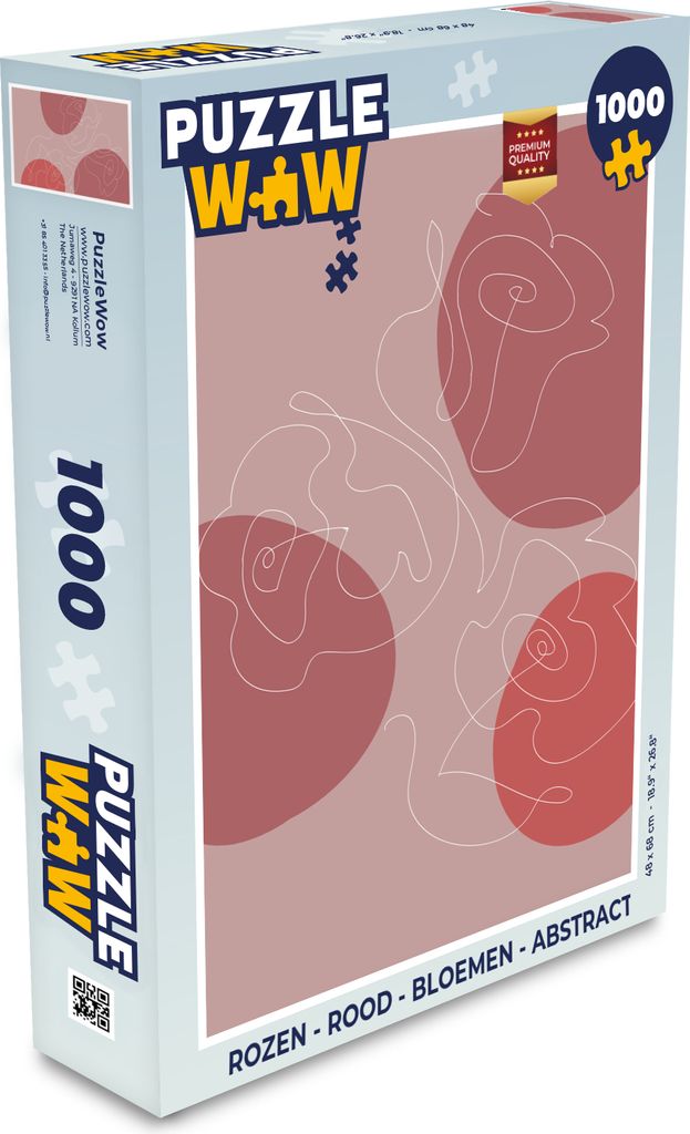 MuchoWow Puzzle 1000 Teile Rosen - Rot - Blumen - Abstrakt - Spielzeug - Alt und Jung - Spiele - Puzzeln