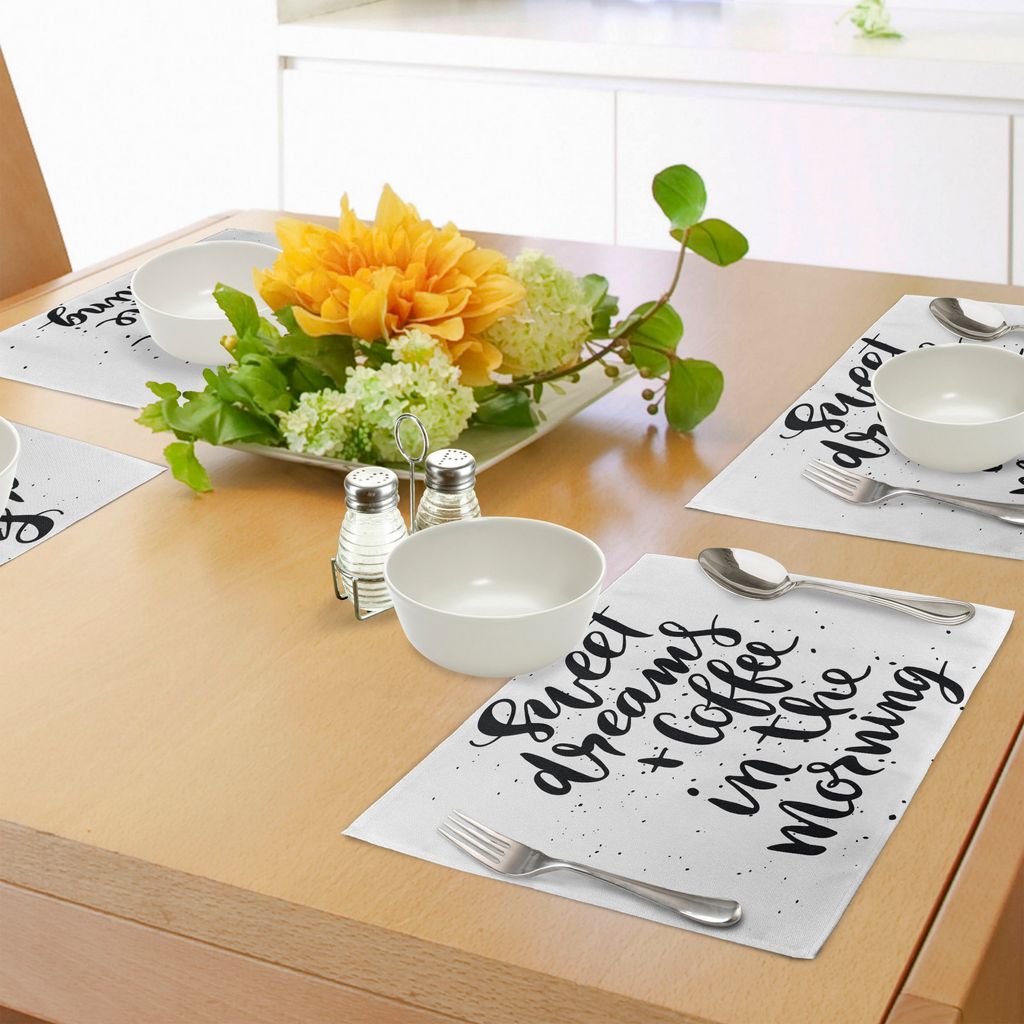 ABAKUHAUS Schöne Träume Platzmatten, Süße Träume und Kaffee am Morgen Hand gezeichnete Textfarbe spritzt, Tiscjdeco aus Farbfesten Stoff für ...