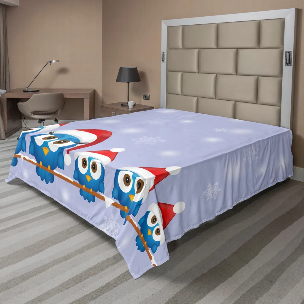 Drap de Noël ABAKUHAUS 266x260 cm avec oiseaux festifs bleu et rouge