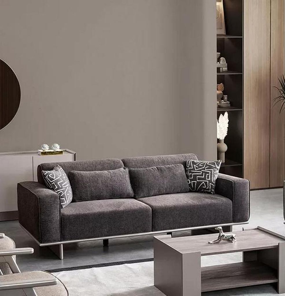 Grau Taupe Sitzgarnitur Polster Sofagarnitur 3tlg Set Textilsofa Stoffsofa