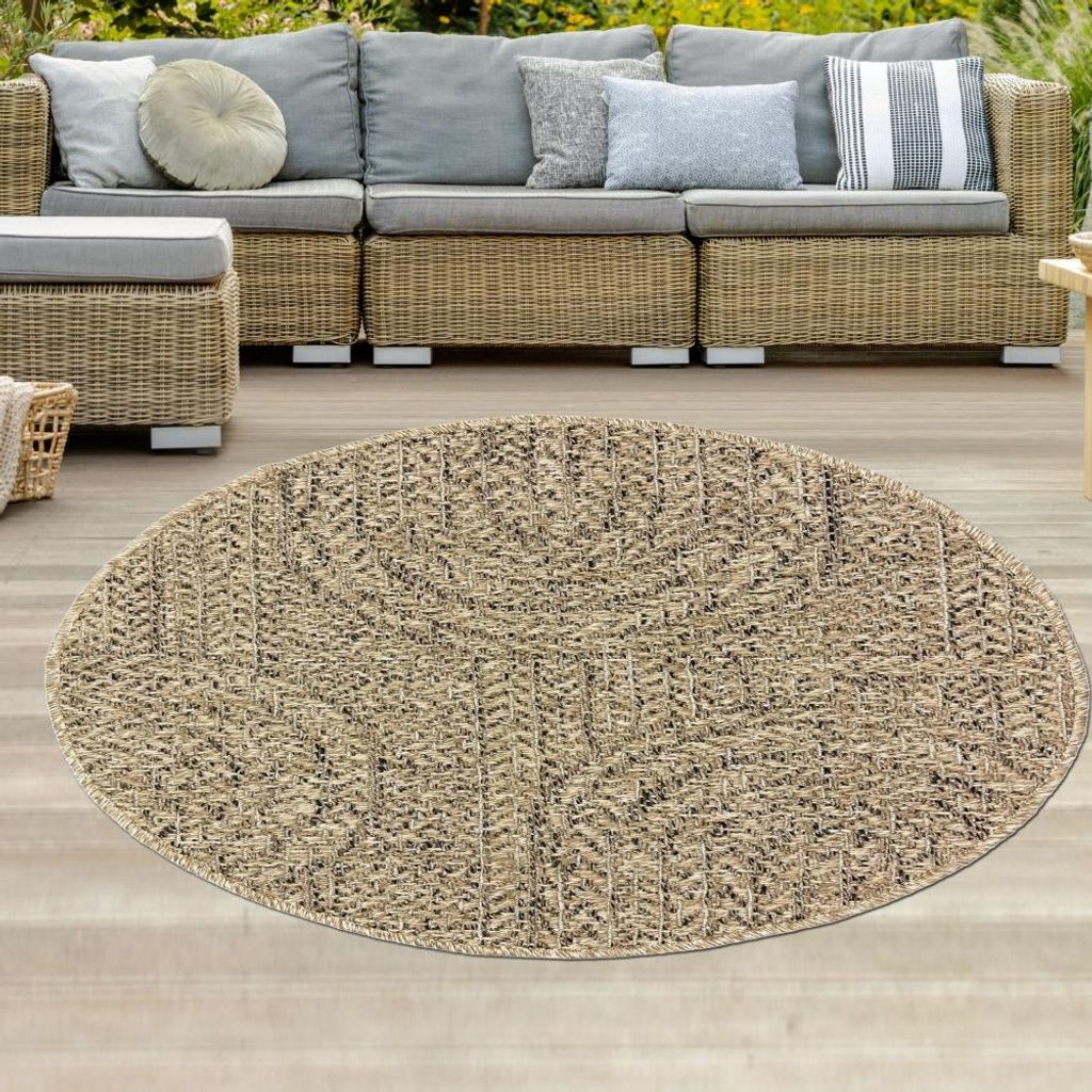 In- und Outdoor Teppich für Küche, Esszimmer oder Terrasse Größe - 80 cm Rund