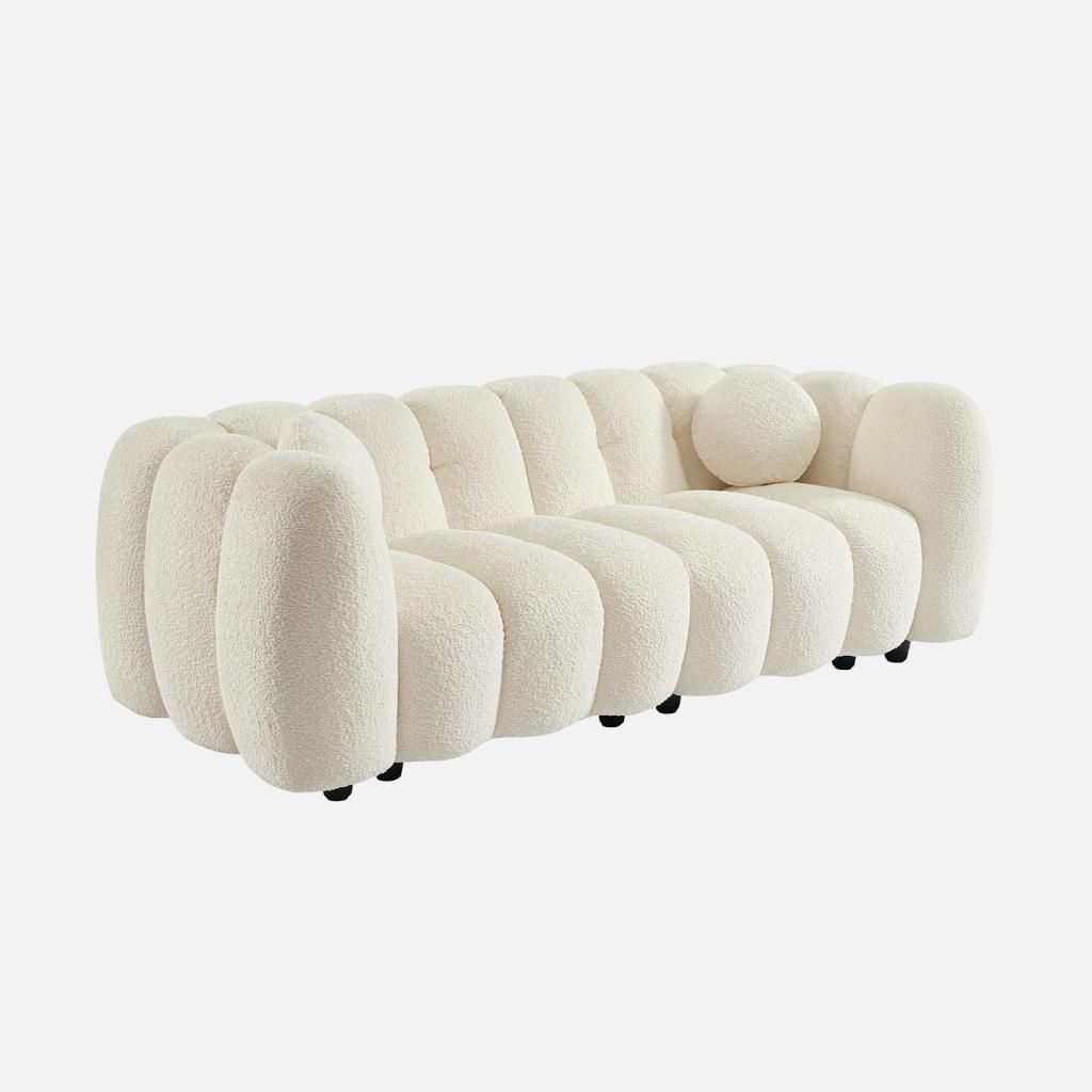 sweeek - 3-Sitzer-Sofa im Muscheldesign mit Bouclé-Bezug - Produktbild 
