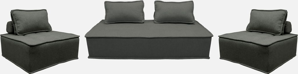 sweeek - 3er-Set Sessel für modulares Sofa, 4 Sitzplätze - Dunkelgrau