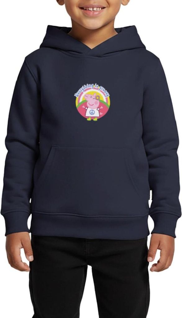 Spreadshirt Peppa Wutz Good Mood Kinder Premium Hoodie, 98/104 (2 Jahre), Navy