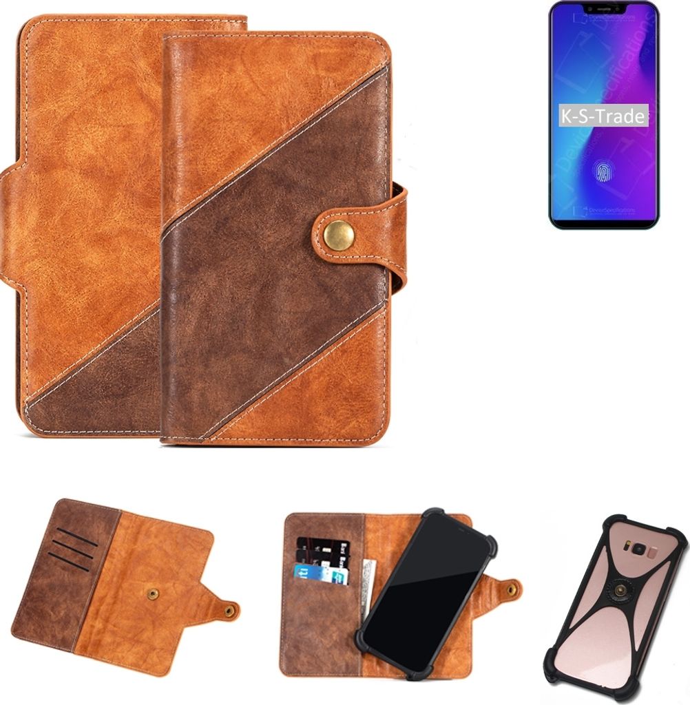 K-S-Trade Handy-Hülle Schutz-Hülle Bookstyle Case Wallet-Case kompatibel mit Leagoo S10 Handy Cover Bumper Kantenschutz Smartphone dunkelbraun braun