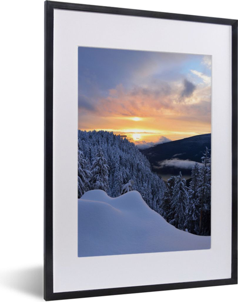 MuchoWow MuchoWow Gerahmtes Poster Sonnenuntergang auf dem Gipfel des Grouse Mountain in Kanada 30x40 cm - Poster mit zchwarzem Bilderrahmen - ...