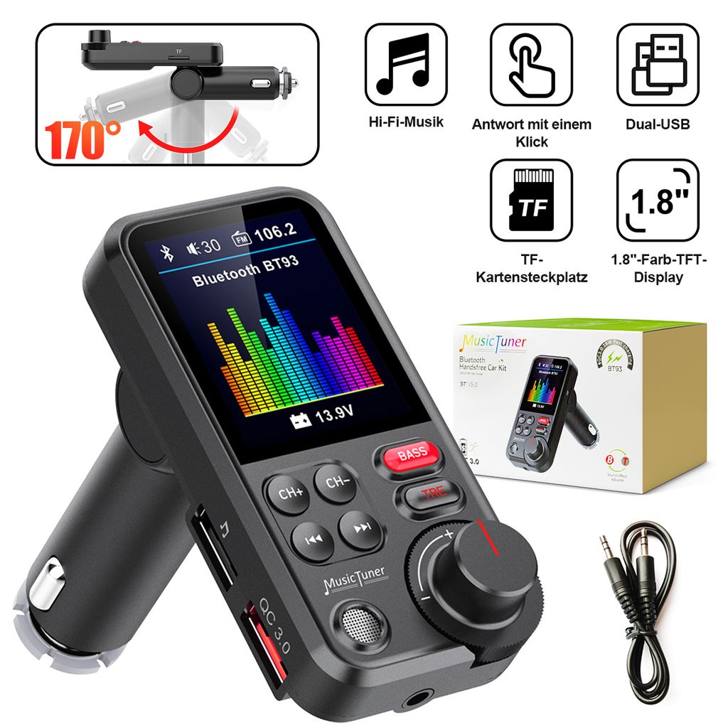 Autoradio Bluetooth 5.0,FM/AM 7 Farben Autoradio mit Bluetooth