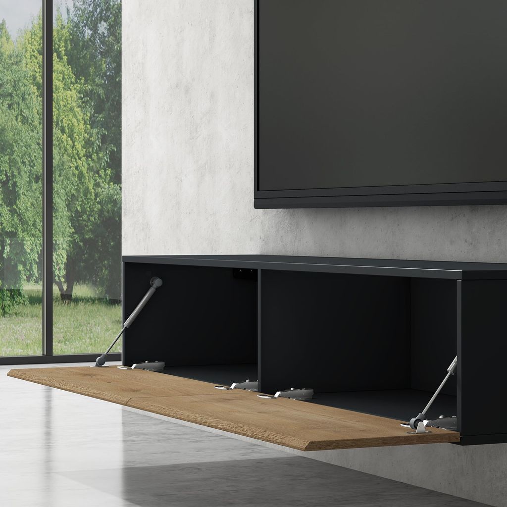 doporro TV Lowboard hängend Fernsehschrank Wohnzimmer | TV-Schrank hängend Fernsehtisch Hängeschrank 160cm Fernsehschrank02