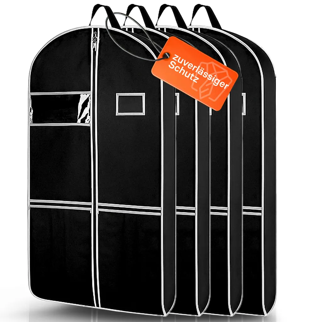 Lot de 5 housses à vêtements Retoo 60x100 cm noires pour costume et robe