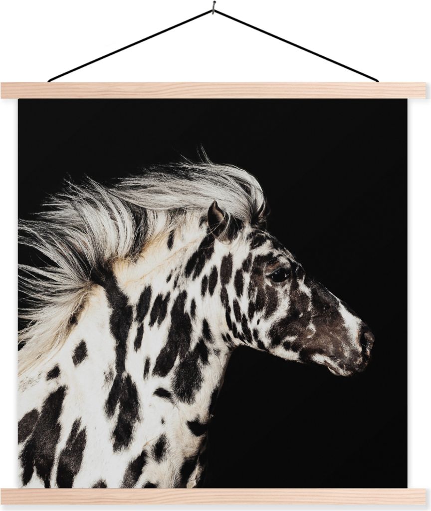 MuchoWow Textilposter Pferd - Punkte - Tier 120x120 cm mit holzfarbenen Rahmen - Textil-Poster