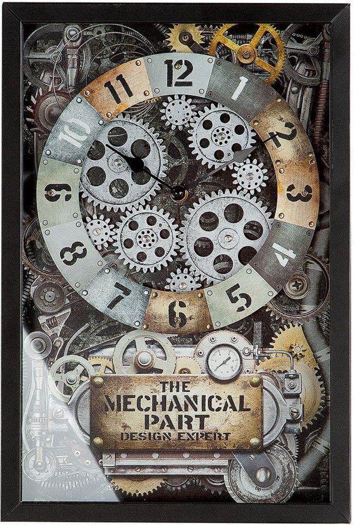 Reloj de pared, rectangular, estilo steampunk, con motivos Imagen del producto 