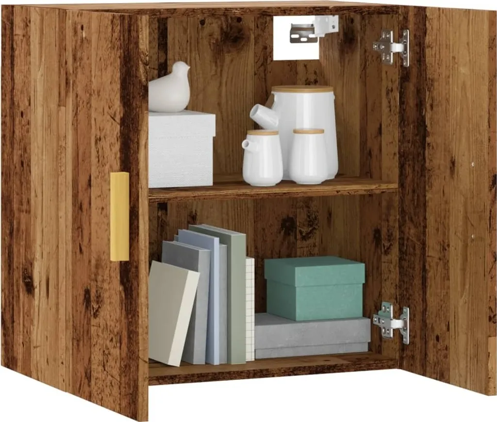 Armadio a Muro Design 2025 Effetto Legno Antico - Vetrina 60x60 cm