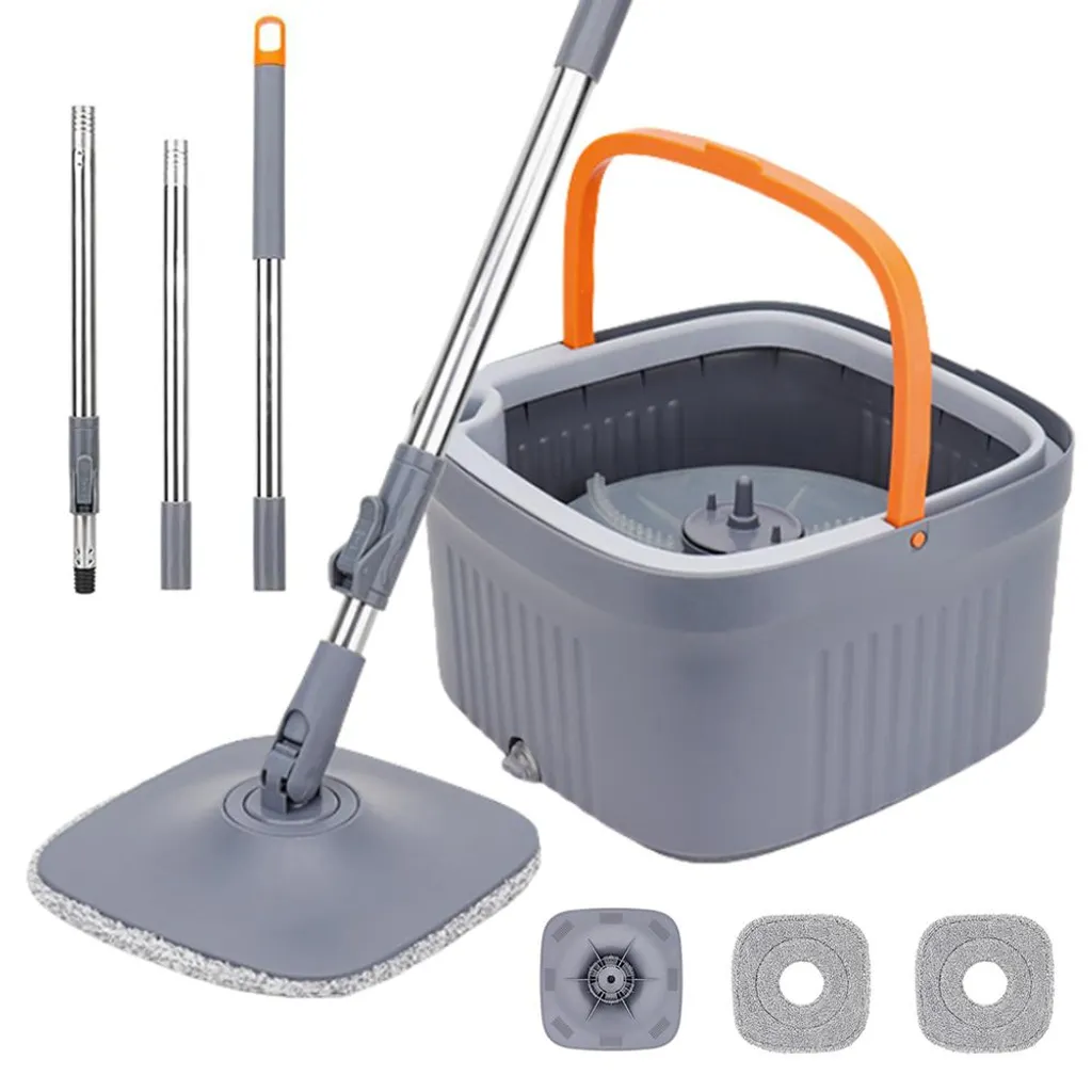 Kit Balai à Franges avec Seau à Double Compartiment et 2 Patins Microfibre - 7