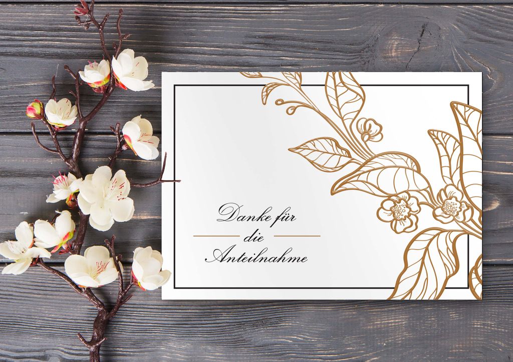 15 Trauer-Danksagung Set Karten Umschlag Dankeskarten Beerdigung Blumen 