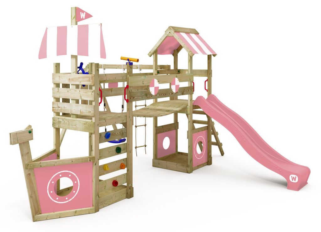Gartenspielgerät Wickey StormFlyer mit Schaukel und Sandkästen in Hellrosa