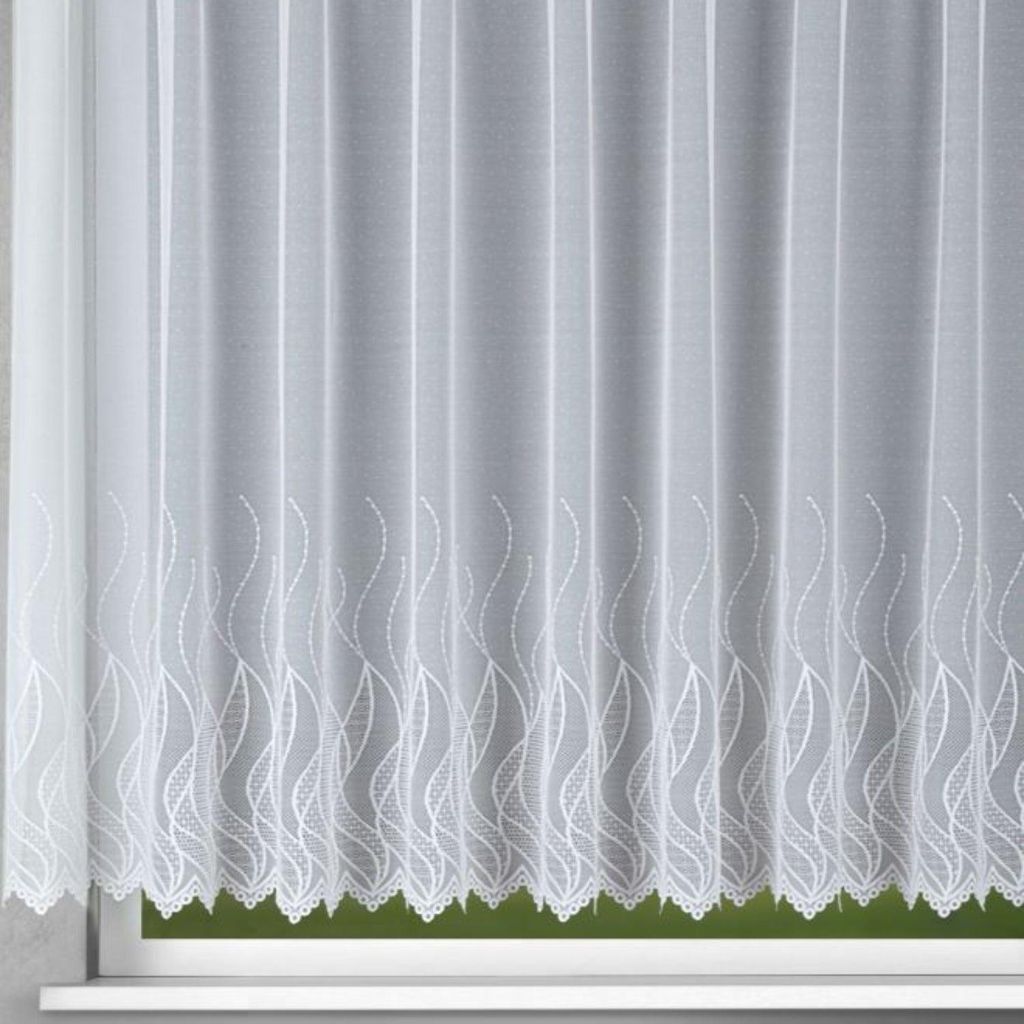 Fertigstore Jacquard "Wellen" weiß - Moderne Fensterdekoration von Albani: 225x300cm / Weiß Größe (HxB): 225x300cm Farbe: Weiß