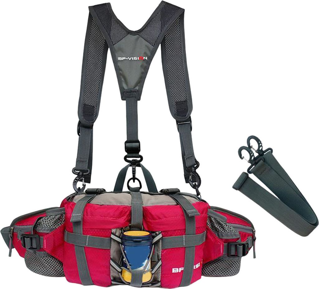 Wander-Gürteltasche, wasserdicht, für den Außenbereich, mit 2 Wasserflaschenhaltern, Jagd-Lendenrucksack für Camping, Radfahren, Angeln