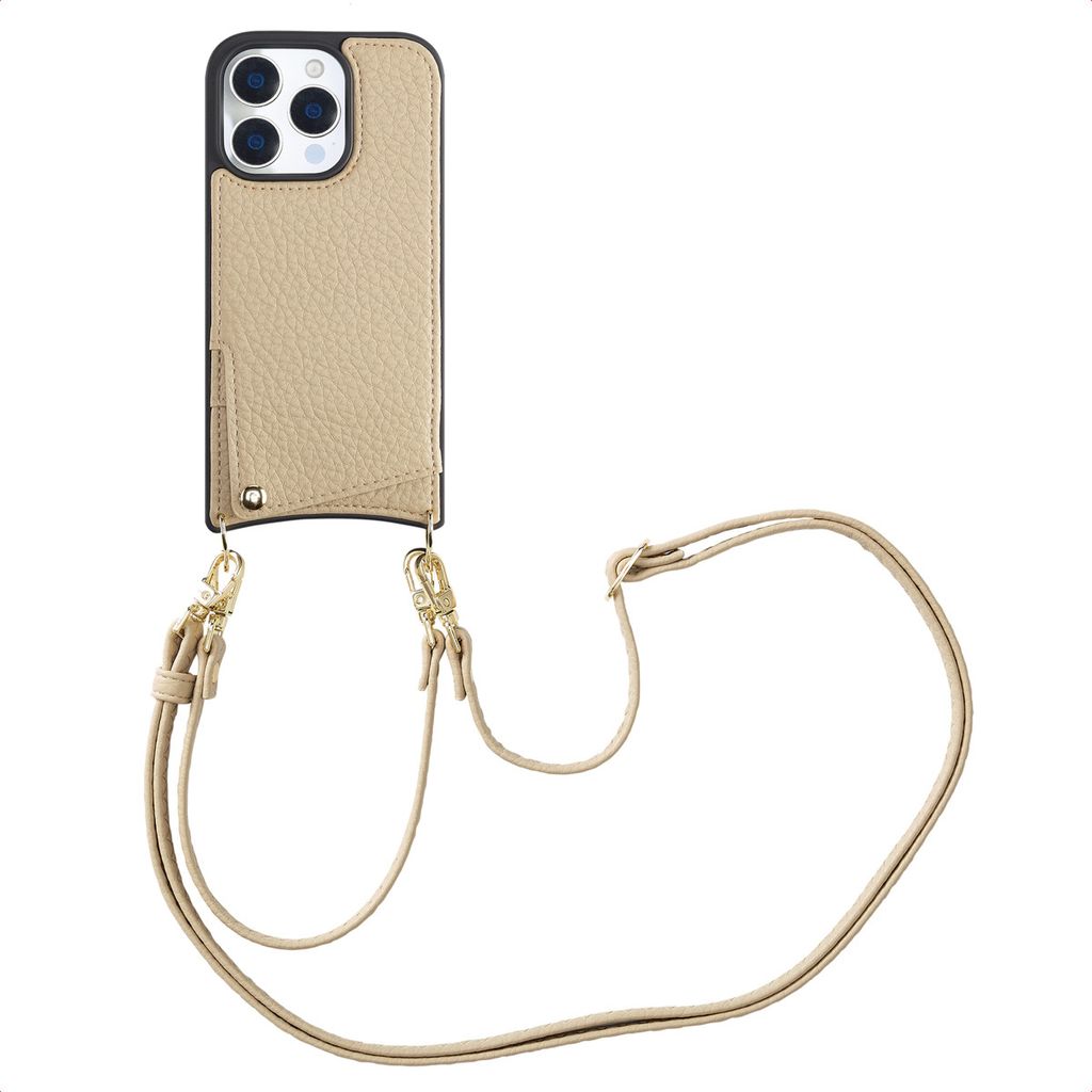 Selencia Nova HandyHülle mit Kordel und Kartenhalter iPhone 16 Pro - Beige