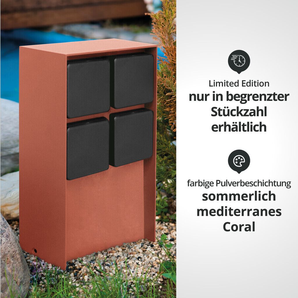 Außensteckdose "ADAM 4" - coral - 4 Steckplätze