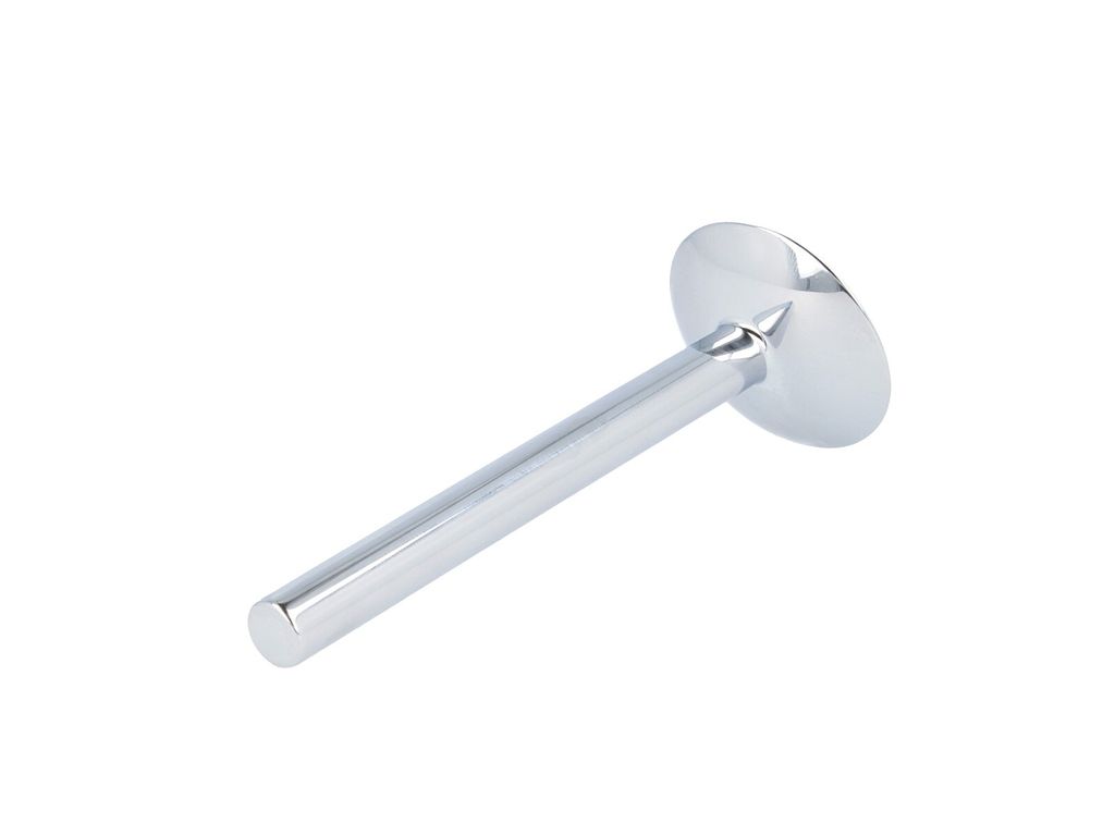 A single chrome-plated valve stem is shown against a white background.