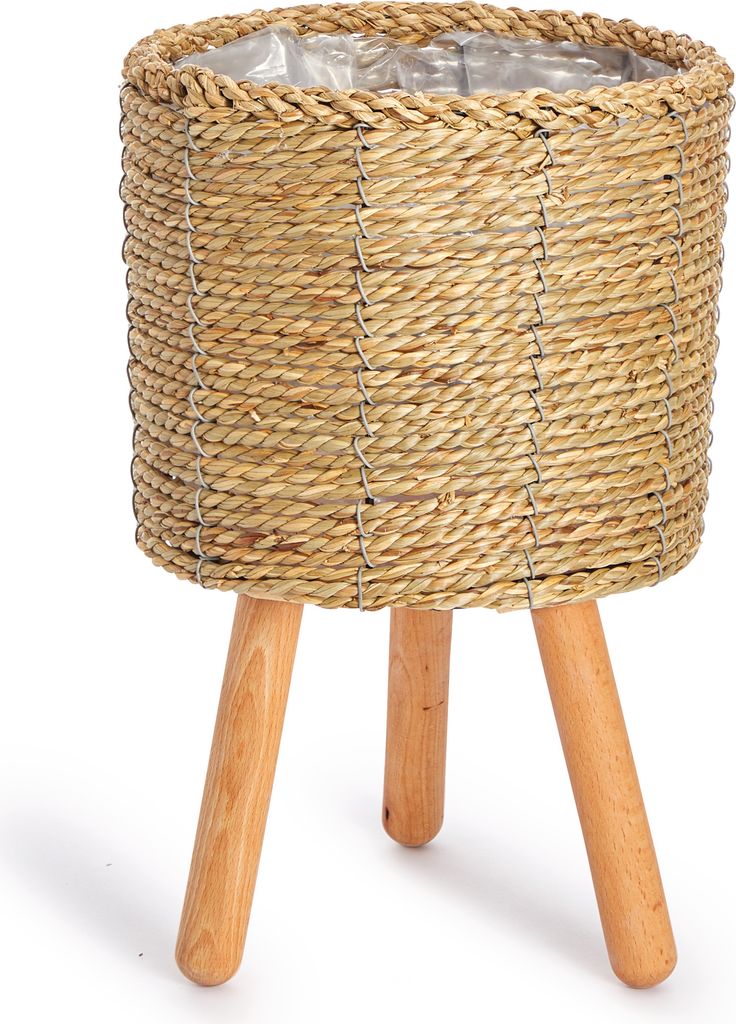 Blumentopf Übertopf Groß Blumenkübel Innen Pflanzentopf Set Korb Geflochten Holz 2pcs Set / Design 10