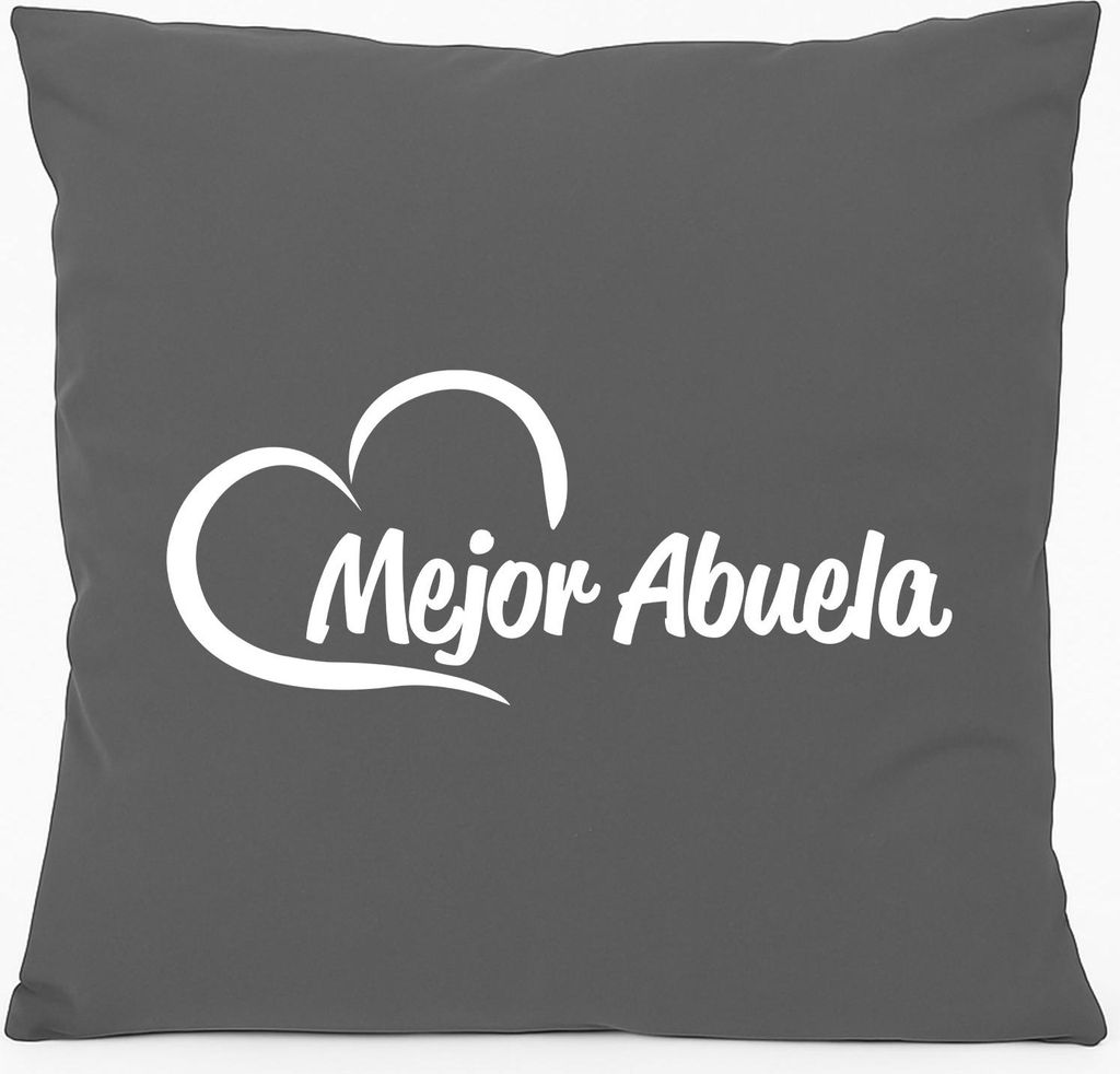 Huuraa Kissen Mejor Abuela Corazón 40x40cm mit Füllung Steel Grey Baumwolle Dekokissen Geschenkidee