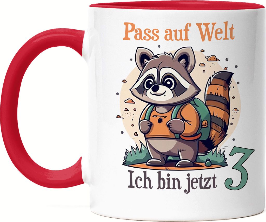 Pass auf Welt ich bin 3 Tasse Rot Geburtstagsfeier Deko Süß
