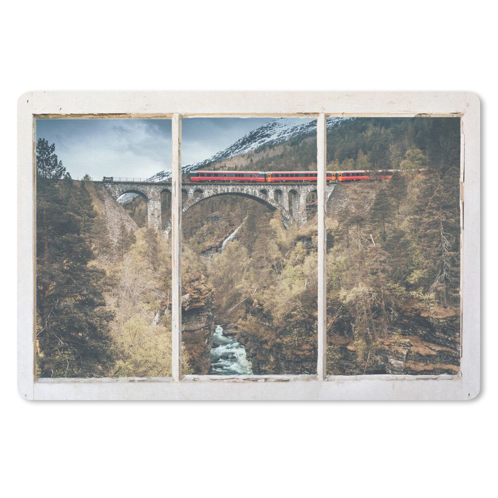 MuchoWow Schreibtischunterlage Aussicht - Brücke - Berg 60x40 cm - XXL Mauspad - Großes Mauspad