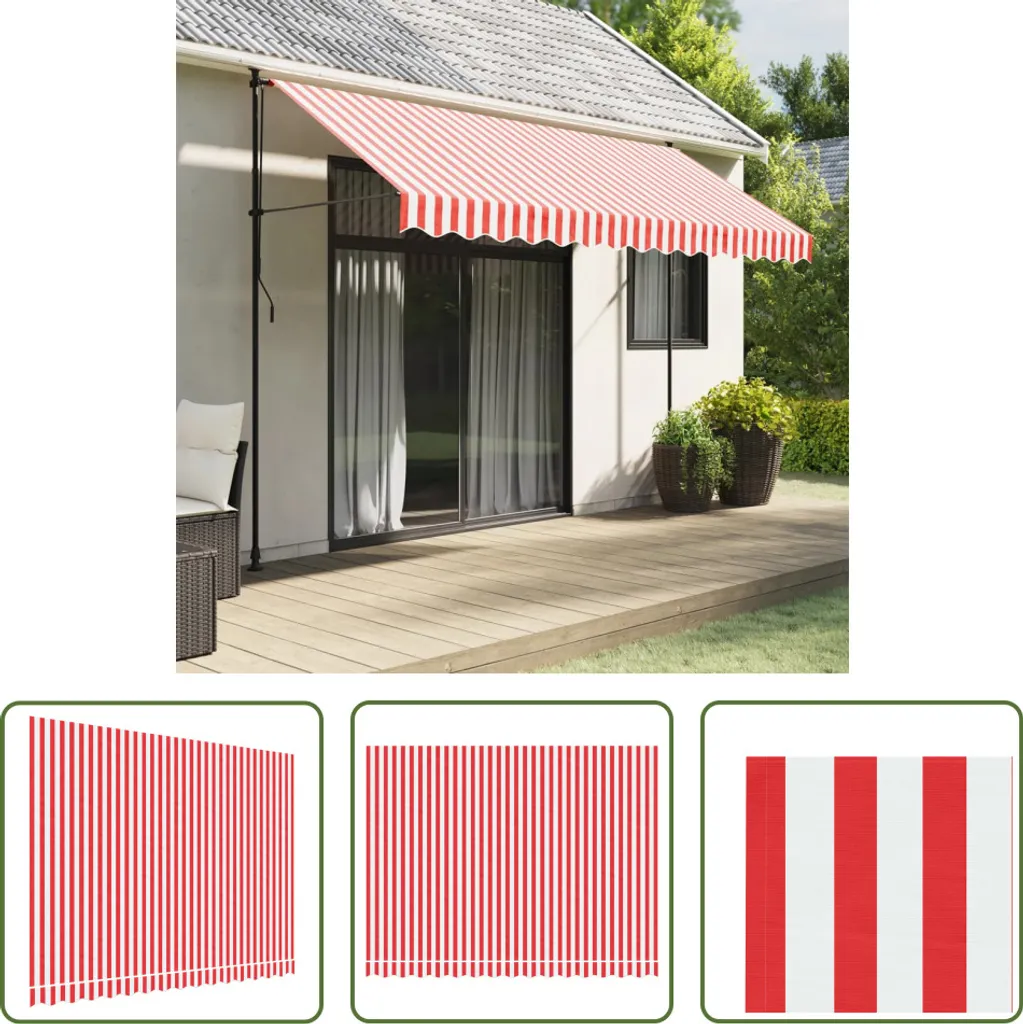 The Living Store Telo da sole a strisce bianche e rosse 3,5x2,5 m