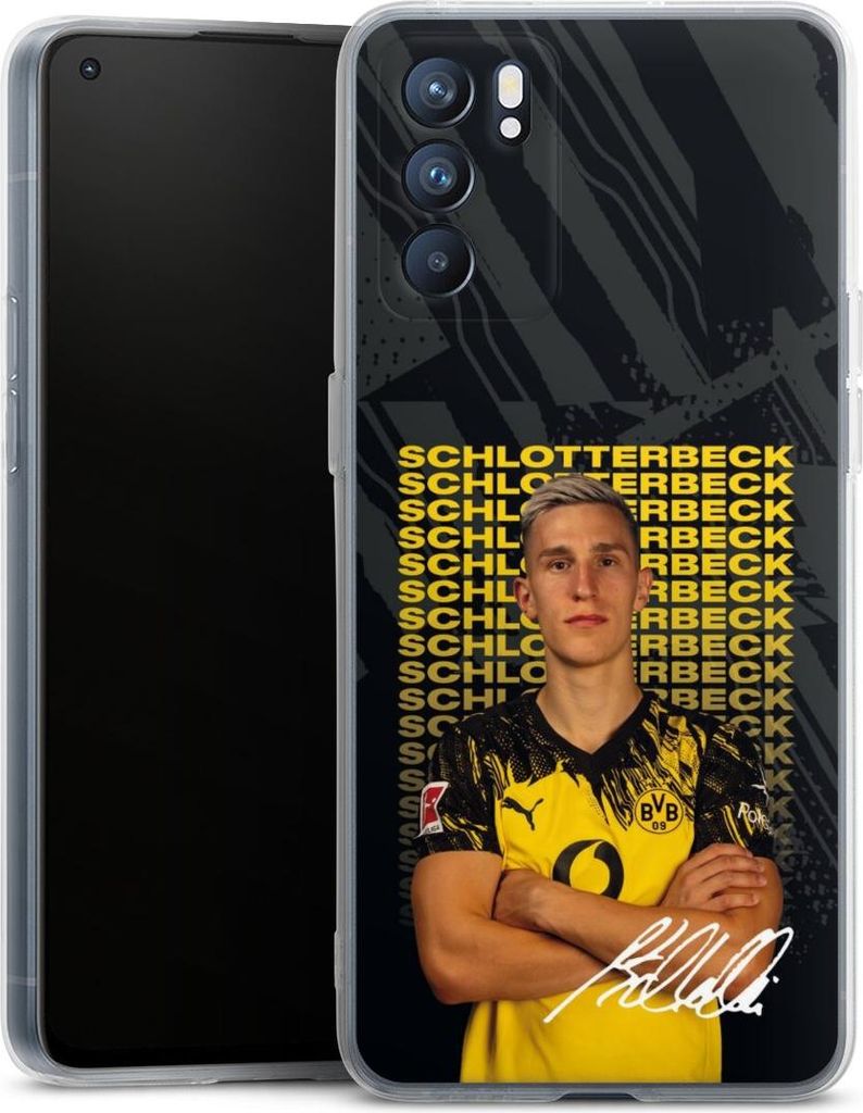 DeinDesign Handyhülle für Oppo Reno 6 5G Silikon Hülle Case Smartphone Schutzhülle BVB Borussia Dortmund Nico Schlotterbeck