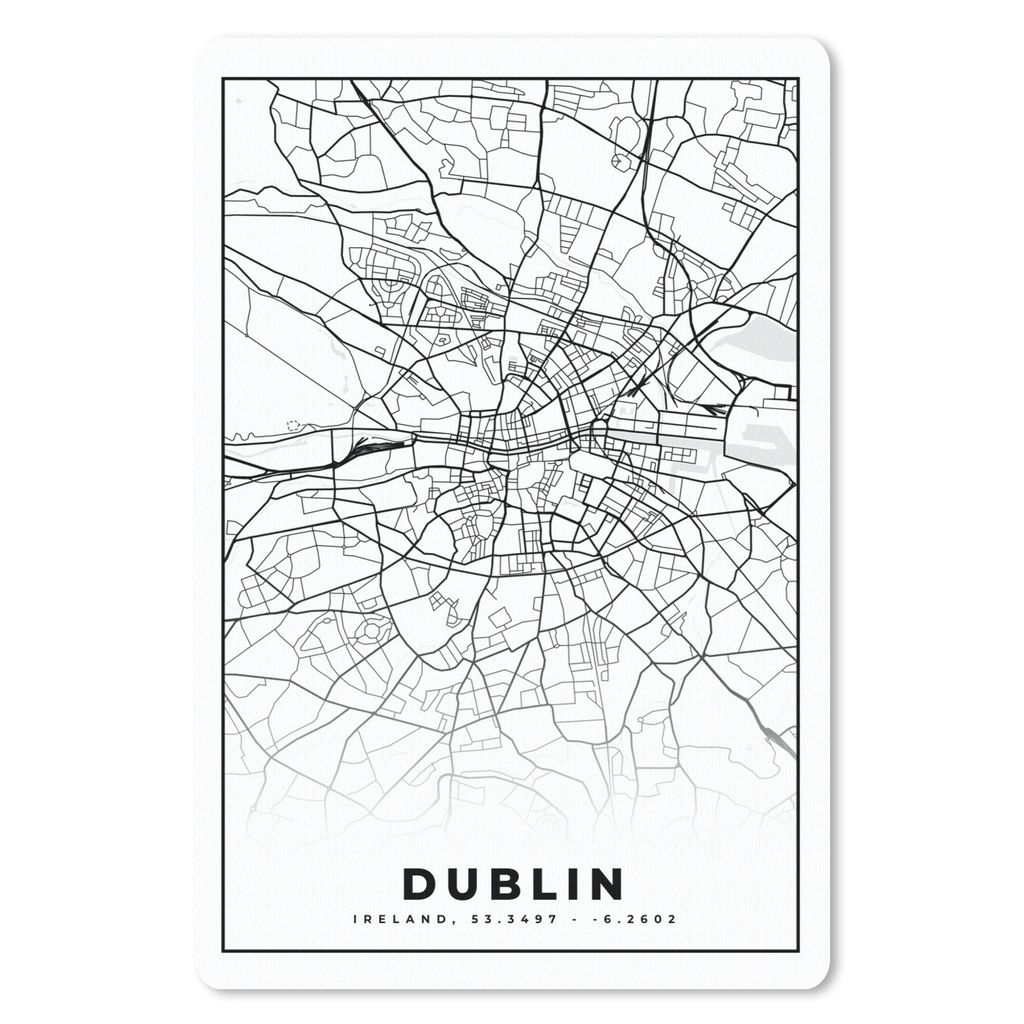 MuchoWow Mauspad Mousepad Dublin - Stadtplan - Schwarz und Weiß - Karte 40x60 cm - Mousepads - Maus Mat - Pad - Mausunterlage - Schreibtisch Acc...