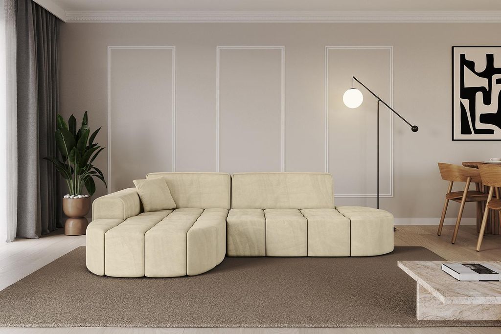 ALTDECOR Ecksofa in L-Form Livo-L1 - 252x173x79,5 cm Beige - Corner Sofa Bett Eckcouch Couch Wohnlandschaft Cauchsofa