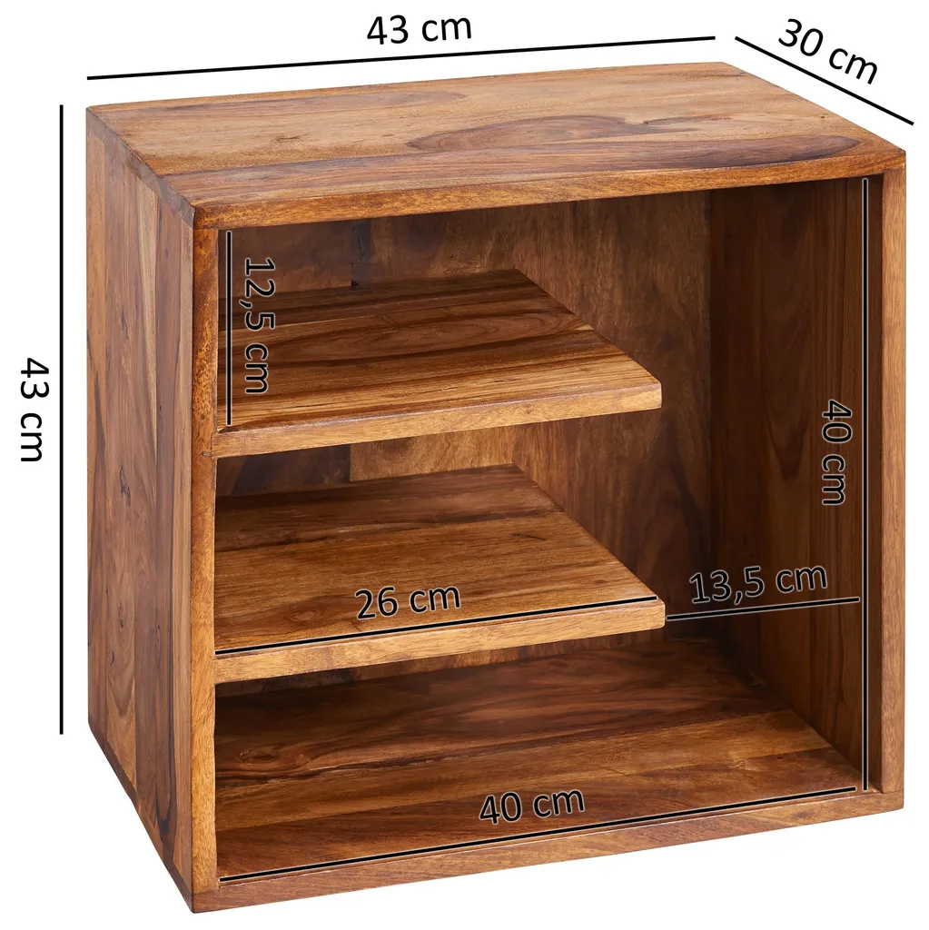 Table de nuit compacte 43x43 cm pour petit espace en sheesham massif - 6