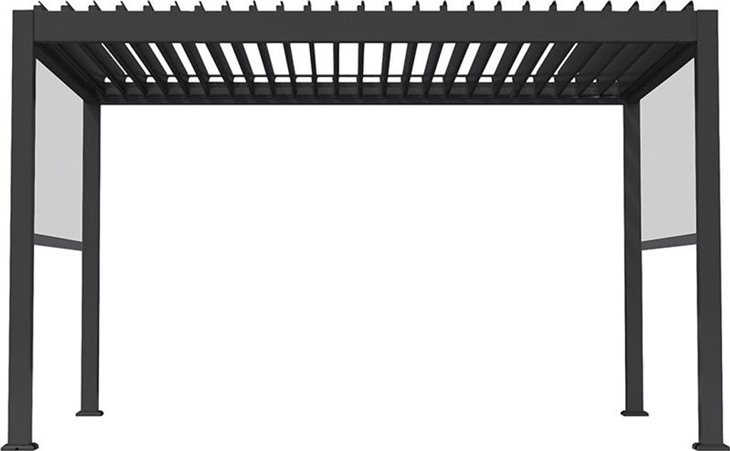 HOME DELUXE Pergola FAYLA – Elektrisch, Anthrazit inkl. 2 Screen | Aluminium-Terrassenüberdachung mit Lamellendach