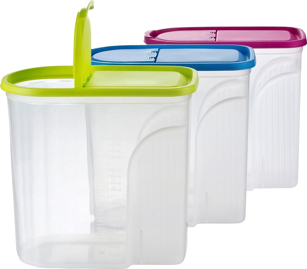 Müsli Cornflakes Vorratsbox Große Vorratsdose 57 Liter Set von 3 Grün Blau Rosa - Ergänzung mit Schlüsselwörtern: Aufbewahrungsbox Frühstüc...