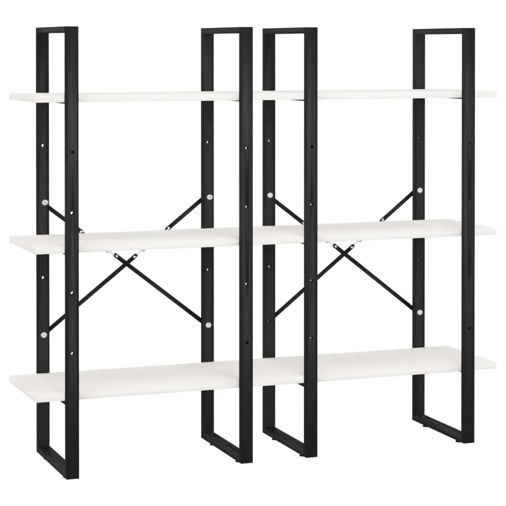 Scaffale bianco 60x30x210 cm in legno massiccio di pino - 3
