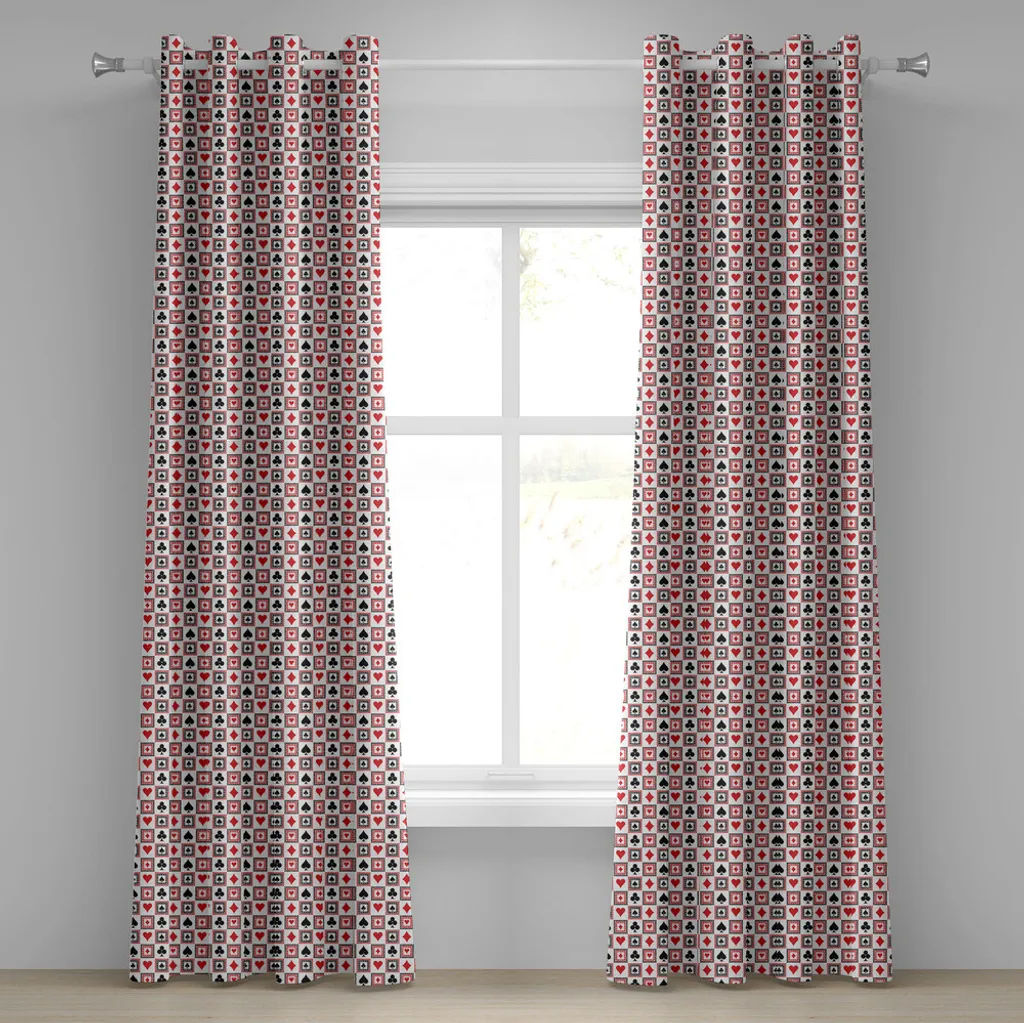 Tende Decorative ABAKUHAUS Poker Rosso Nero 2 Pannelli 280x175 cm