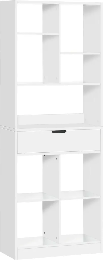 Étagère bibliothèque blanche anti-encombrement 60x26 cm avec 9 niches