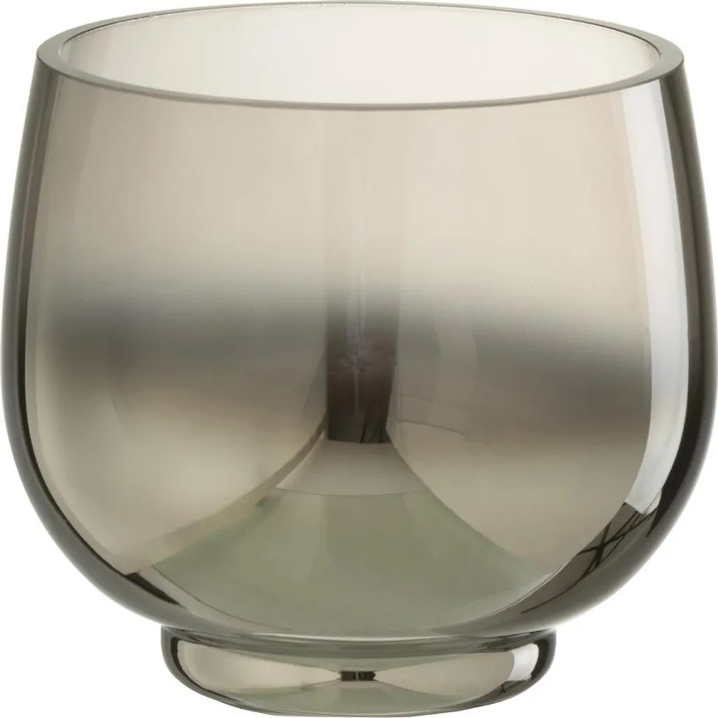 Bougeoir J-Line Verre Fumé Argenté - Petit Format 10cm Design Circulaire