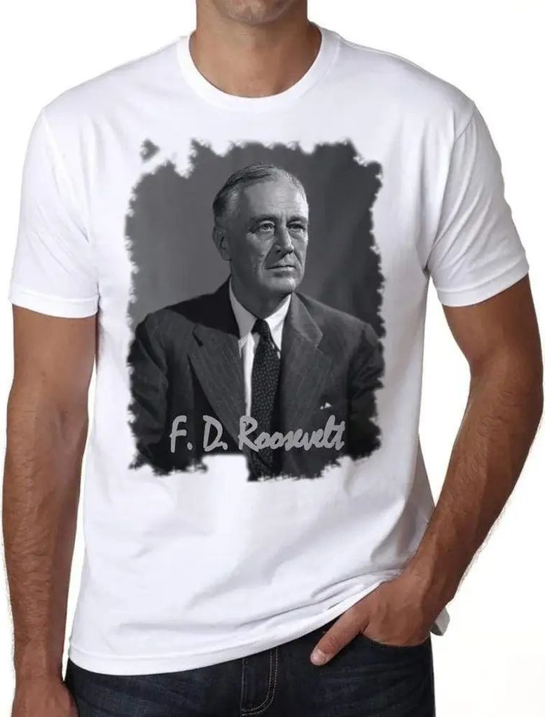 Herren Grafik T-Shirt FD Roosevelt Öko-Verantwortlich Vintage Jahrgang Kurzarm Lustige Druck Geburtstag Geschenk Mann